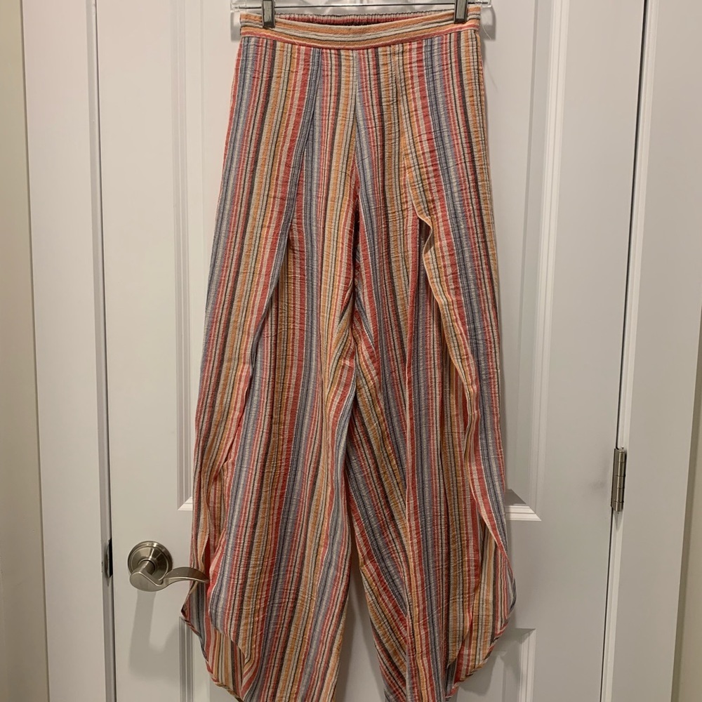 Anthropologie Pastel Striped Wide Leg Pants - Picture 3 of 7